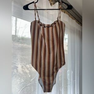 aerie Sparkle Bandeau One-Piece Bathing Suit Swim Suit Medium NWT